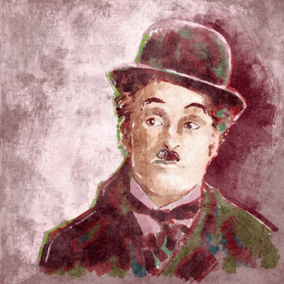 Näyttelijä ja ohjaaja Charlie Chaplinin muotokuva (kuva) tekijältä Alessandro Lonati