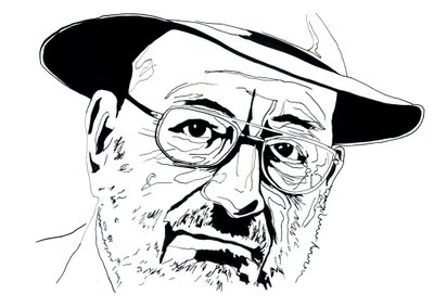 Italian intellektuellin Umberto Econ muotokuva (1932-2016) tekijältä Alessandro Lonati