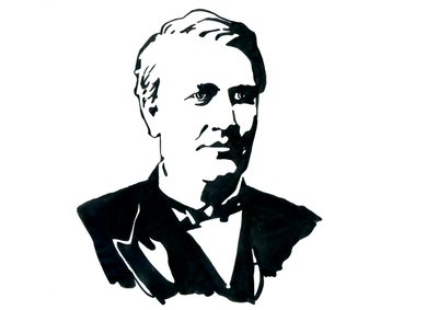 Fyysikko Thomas Edisonin (1847-1931) muotokuva piirustus tekijältä Alessandro Lonati