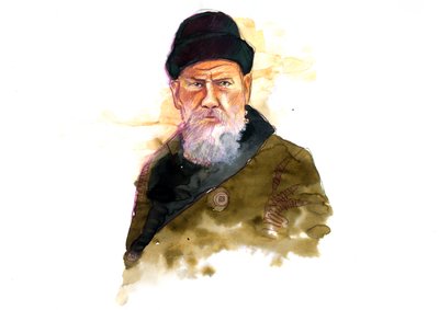 Muotokuva venäläisestä kirjailijasta Lev Nikolajevitšistä (Leo tai Leon Tolstoi) (Tolstoi) (1828-1910) (Kirjoittaja Lev N Tolstoin muotokuva) tekijältä Alessandro Lonati