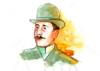 Runoilija Guillaume Apollinairen (1880-1918) muotokuva (englantilainen runoilija Guillaume Apollinaire) tekijältä Alessandro Lonati