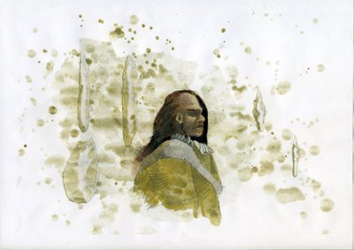 Esihistoria: Neandertalin mies piikivityökaluilla Kuvitus: Alessandro Lonati tekijältä Alessandro Lonati