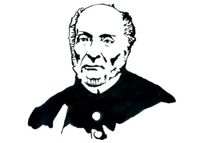 Edustus Victor Schoelcherista (1804-1893) ranskalaisesta poliitikosta, Franc Maconista, joka tunnetaan johtajista orjuuden lopullisesta poistamisesta Ranskassa (ranskalaisen abolitionisti-kirjailijan Victor Schoelcherin muotokuva). Kuvitus: Alessandro Lona tekijältä Alessandro Lonati