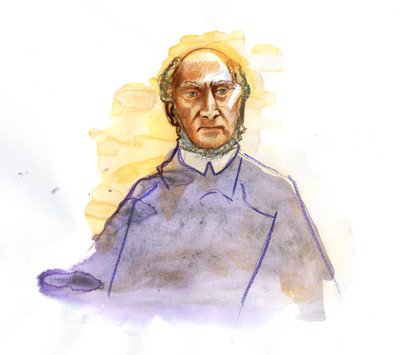 Edustus Victor Schoelcherista (1804-1893) ranskalaisesta poliitikosta, Franc Maconista, joka tunnetaan johtajista orjuuden lopullisesta poistamisesta Ranskassa (ranskalaisen abolitionisti-kirjailijan Victor Schoelcherin muotokuva). Kuvitus: Alessandro Lona tekijältä Alessandro Lonati