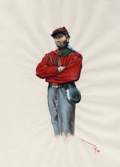 Toinen imperiumi (1852-1870): Italian yhdistyminen (Risorgimento), Garibaldin armeijan vapaaehtoinen upseeri, joka tunnetaan "punapaitaisena" taistelijana Giuseppe Garibaldin (1807-1882) asian puolesta Italiassa tekijältä Alessandro Lonati