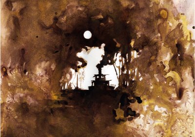 Laivakuva Joseph Conradin uudesta "" Pimeyden sydämessä" -kappaleesta. 2012 tekijältä Alessandro Lonati