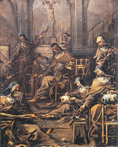 Nunnien kehräys ja kirjonta, Alessandro Magnasco, Lissandrino (1667-1749) tekijältä Alessandro Magnasco