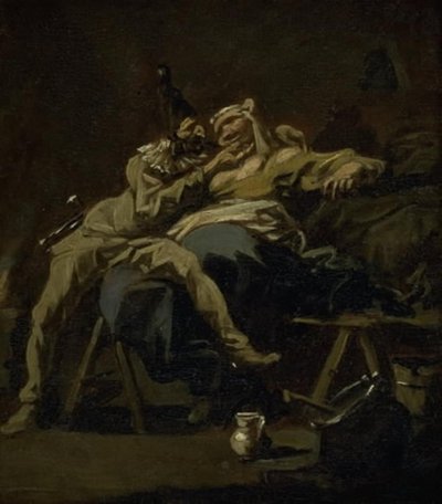 Pulcinella ja Colombina tekijältä Alessandro Magnasco