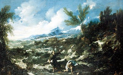 Pyhä Augustinus lapsen ja simpukan kanssa, n. 1720-25 tekijältä Alessandro Magnasco