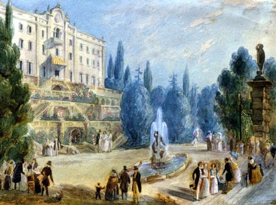 Como. Cadenabbia. Villa Carlotta (entinen Sommariva) tekijältä Alessandro Sanquirico