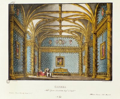 Kuninkaanlinnan Skenografian makuuhuone Gioacchino Rossinin (tai Gioachinon) oopperan "Elisabetta, Regina d