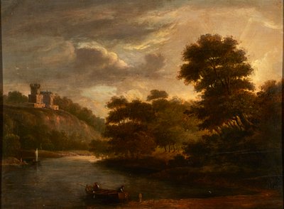 Jokimaisema (öljy paneelissa) tekijältä Alexander (follower of) Nasmyth