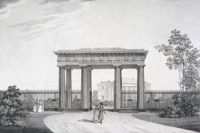 Rakkaat asetoverini -portti Katariina-puistossa Tsarskoje Selossa, 1822 tekijältä Alexander Andreyevich Thon