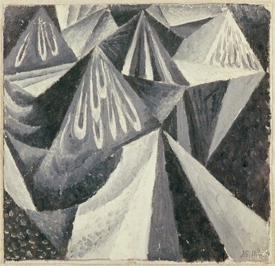 Kubo-futuristinen kompositio harmaalla ja valkoisella, 1916 tekijältä Alexander Bogomazov