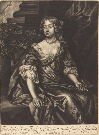 Oikea arvoisa rouva Elizabeth Butler, Chesterfieldin kreivitär tekijältä Alexander Browne after Sir Peter Lely