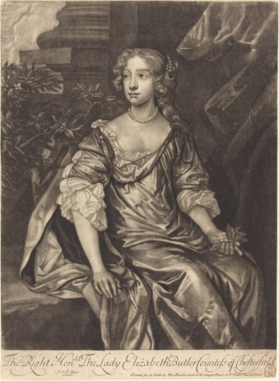 Oikea arvoisa rouva Elizabeth Butler, Chesterfieldin kreivitär tekijältä Alexander Browne after Sir Peter Lely