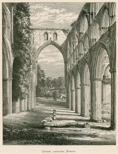 Rievaulx Abbey, kuoro, katselee pohjoiseen tekijältä Alexander Francis Lydon