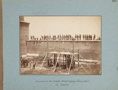 Lincolnin salamurhan salaliittolaisten teloitus. Teline tekijältä Alexander Gardner