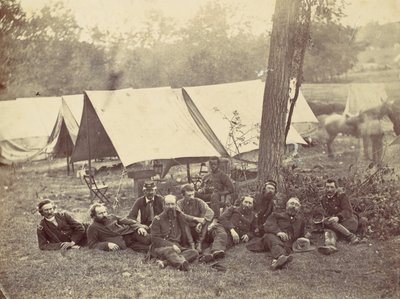 Ryhmä Potomacin armeijan päämajassa, Antietam, lokakuu 1862, 1862. tekijältä Alexander Gardner