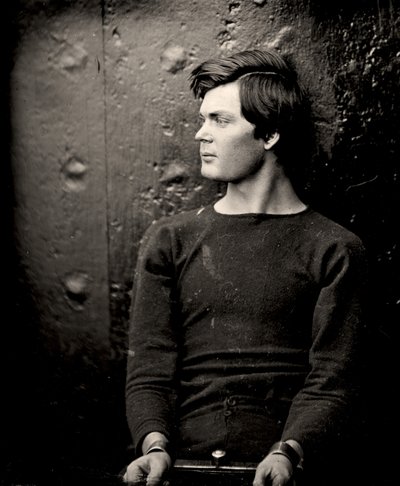 Lewis Powell ranneraudoissa USS Saugus -aluksella, 1865. tekijältä Alexander Gardner