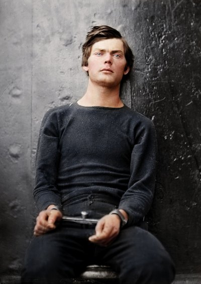 Lewis Powell ranneraudoissa USS Saugus -aluksella, 1865. tekijältä Alexander Gardner