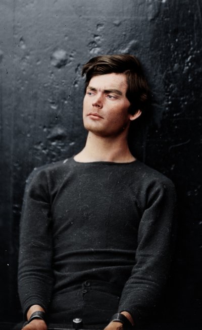 Lewis Powell ranneraudoissa USS Saugus -aluksella, 1865. tekijältä Alexander Gardner