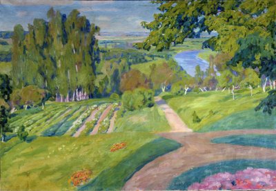 Maaseututila. Aleksanteri Fjodorovitš Gaushin (1873-1947) maalaus, öljy kankaalle, noin 1910, venäläinen taide, jugend. Alueellinen M. Vrubelin taidemuseo, Omsk (Venäjä). tekijältä Alexander Gaush