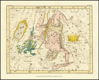 1822 - Alexander Jamieson - Corona Borealis, Hercules ja Cerberus sekä Lyra. tekijältä Alexander Jamieson