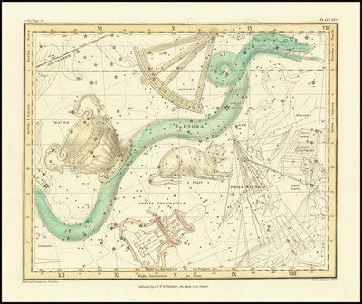 1822 - Alexander Jamieson - Hydra Sextans Felis ja kraatteri. tekijältä Alexander Jamieson
