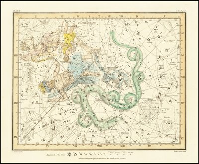 1822 - Alexander Jamieson - Ursa Minor - Pikku Karhu, jossa näkyy myös Cassiopeia, Draco ja Cepheus. tekijältä Alexander Jamieson