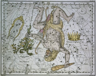 Hercules, "A Celestial Atlas", pub. vuonna 1822 tekijältä Alexander Jamieson