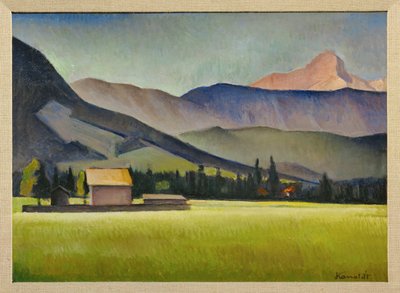 Daniel-huippu Zugspitz-vuorilla, Baijeri (maalaus pahville) tekijältä Alexander Kanoldt