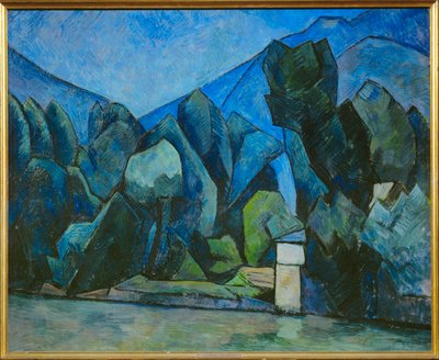 Maisema joella (maalaus kankaalle) tekijältä Alexander Kanoldt