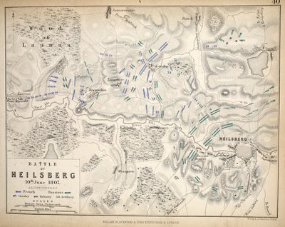 Heilsbergin kartta, julkaissut William Blackwood and Sons, Edinburgh ja London, 1848 (käsinvärinen kaiverrus) tekijältä Alexander Keith Johnston
