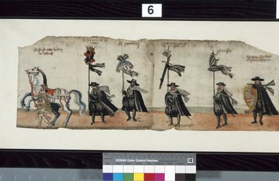 Yksityiskohta Huntlyn hautajaiskulkueesta, jota on sanottu käytetyn George 1:n, Huntlyn markiisilaisen, obsequiesissa tekijältä Alexander Kincaid