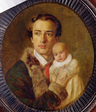 Muotokuva Alexander Herzenistä poikansa kanssa, 1840 tekijältä Alexander Lavrentievich Vitberg