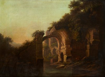 Raunioitu silta joen yli, Italia (öljy kankaalle) tekijältä Alexander Nasmyth
