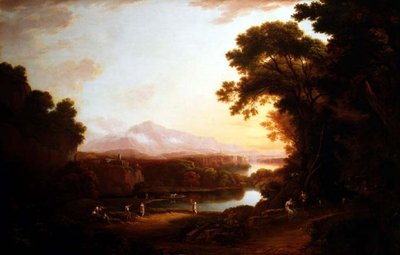 Italialainen maisema tanssivien talonpoikien kanssa (öljy kankaalle) tekijältä Alexander Nasmyth