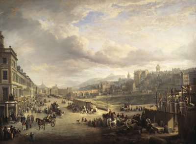 Lontoo, Princes Street. "Ison-Britannian kuninkaallisen instituutin" myöhemmän päärakennuksen rakentaminen alkaa tekijältä Alexander Nasmyth