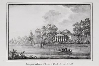 Kreivitär de Lavalin kesätalo Aptekarsky-saarella -sarja Näkymät Pietariin, 1820-luku tekijältä Alexander Pluchart