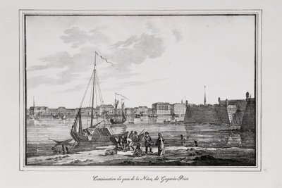 Pietarin Petrovskin laituri, ns. Gagarinsky-tappelusarja Näkymiä Pietarista, 1820-luku tekijältä Alexander Pluchart