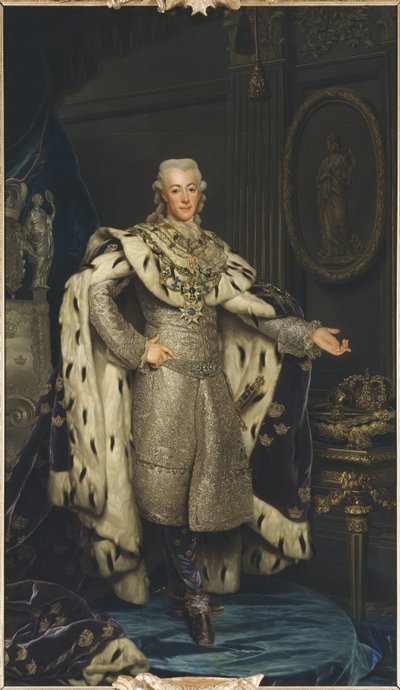 Gustave III de Suede - Muotokuva Ruotsin kuningas Kustaa III:sta (1746-1792), kirjoittanut Roslin, Aleksanteri (1718-1793). Öljy kankaalle tekijältä Alexander Roslin