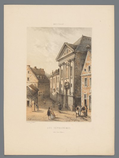 Bonnefanten Klooster te Maastricht Haudat (Bons-Enfants-sivustot) (otsikko esineessä) Maestrichtin muistomerkit (sarjan nimi) tekijältä Alexander Schaepkens