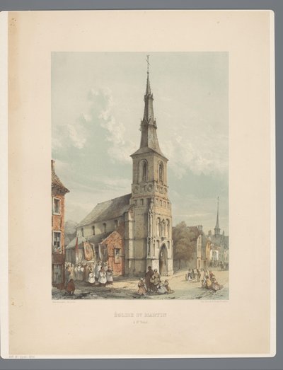 Sint-Maartenkerk ja Sint-Truiden St Martinin kirkko St Trondissa (otsikko esineessä) Muinaiset arkkitehtuurimonumentit 1100-luvulta 1300-luvulle Limburgissa (sarjan nimi) tekijältä Alexander Schaepkens