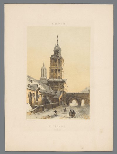 Pyhän Servatiuksen basilika Maastrichtissa St Servais (Côté Nord) (otsikko esineessä) Monuments de Maastricht (sarjan nimi) tekijältä Alexander Schaepkens