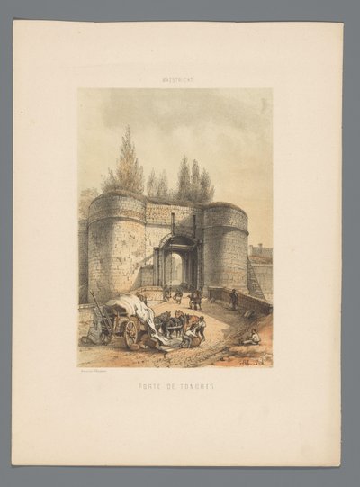 Tongersen portti Maastrichtissa Porte de Tongres (otsikko esineessä) Monuments de Maastricht (sarjan nimi) tekijältä Alexander Schaepkens