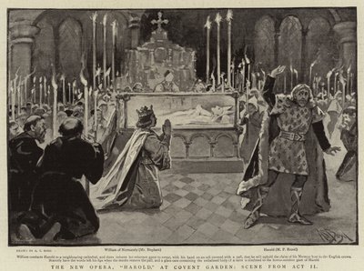 Uusi ooppera, Harold, Convent Gardenissa, kohtaus II näytöksestä tekijältä Alexander Stuart Boyd