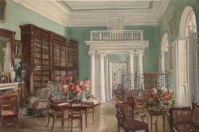 Golitsyn Nikolo-Uryupinon kartanon kirjaston sisustus, 1910 tekijältä Alexander Valentinovich Sredin