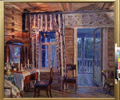 Sisustus ikonilampulla. Maalaus Alexander Viktorovich Moravov (Alexander Victor) (1878-1951), öljy kankaalle tekijältä Alexander Viktorovich Moravov