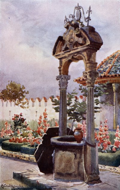 Andalusian puutarhassa (väri litho) tekijältä Alexander Wallace Rimington